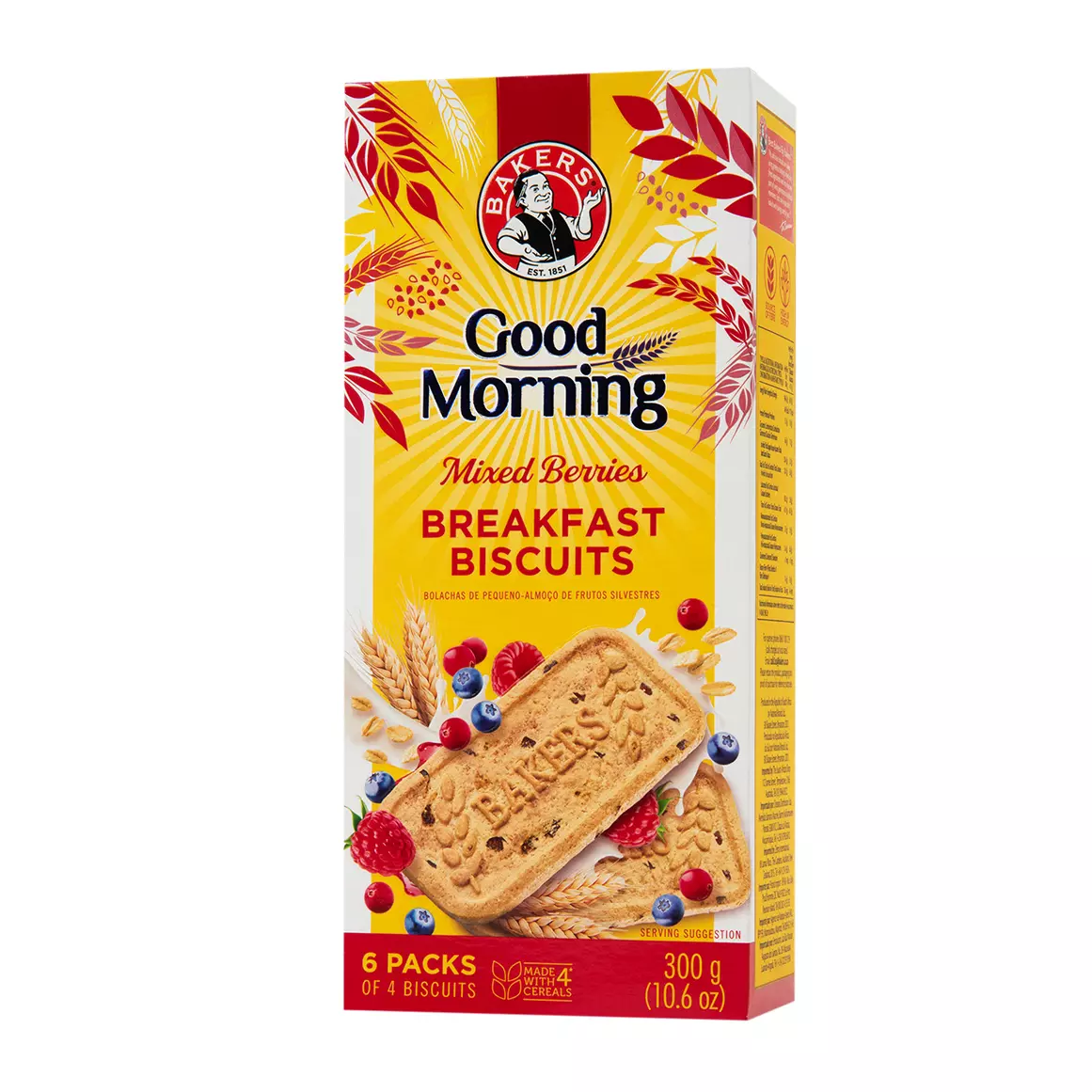 Bakers Good Morning Breakfast Biscuits Mixed Berries 6x50g Bakers Good Morning Breakfast Biscuits Mixed Berries 6x50g