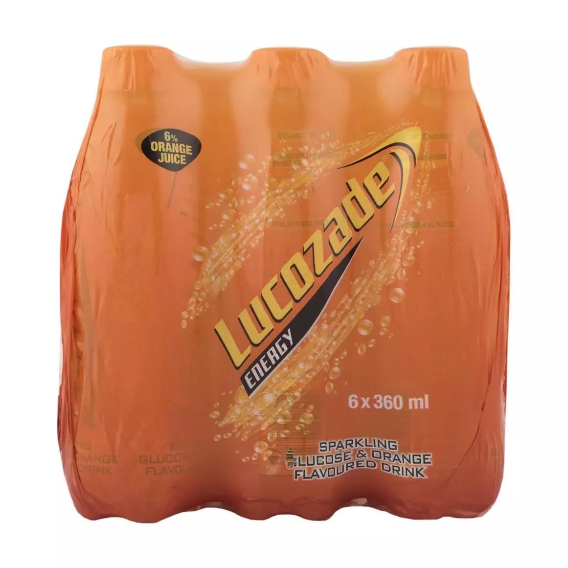 Lucozade Orange Flavoured Sparkling Glucose Drink 6x360ml Lucozade Orange Flavoured Sparkling Glucose Drink 6x360ml