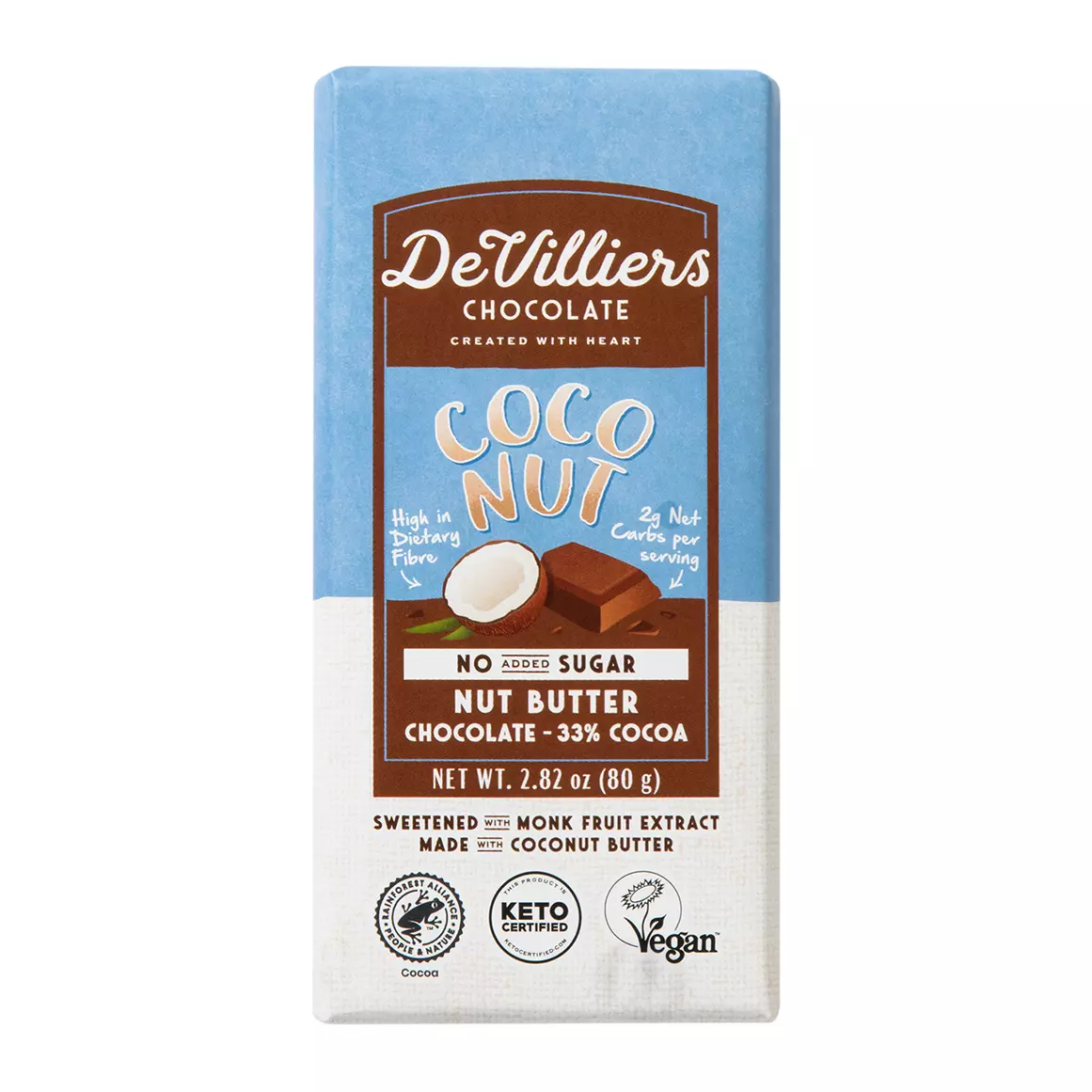 De Villiers Coconut No Sugar Added Nut Butter Bar 80g De Villiers Coconut No Sugar Added Nut Butter Bar 80g