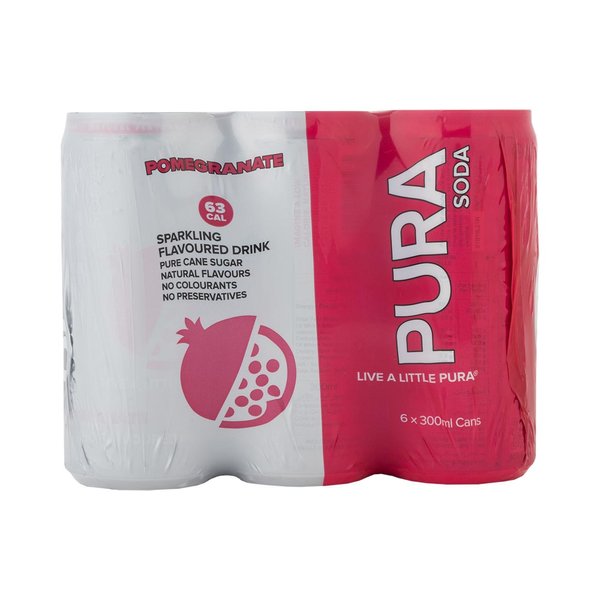 Pura Pomegranate Soda 6x300ml cans Pura Pomegranate Soda 6x300ml cans