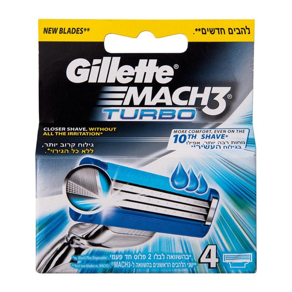 Gillette Mach3 Turbo Razor Blades 4pk