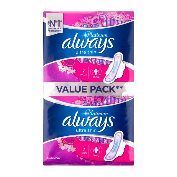 Always Platinum Ultra Thin Long Pads Value Pack 14pk Always Platinum Ultra Thin Long Pads Value Pack 14pk