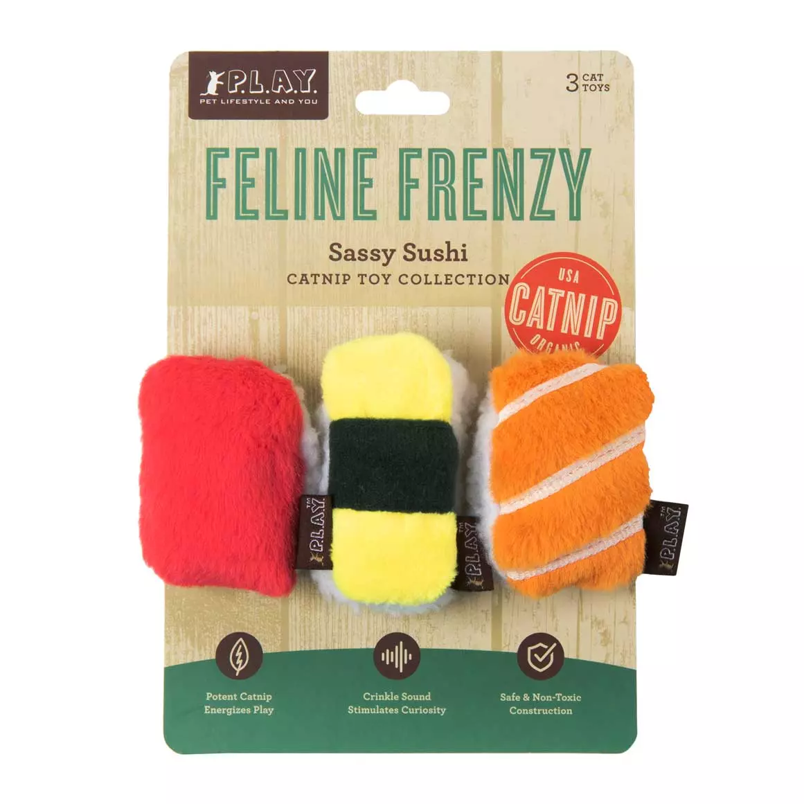 P.L.A.Y. Feline Frenzy Sassy Sushi Cat Toy 3 pc P.L.A.Y. Feline Frenzy Sassy Sushi Cat Toy 3 pc