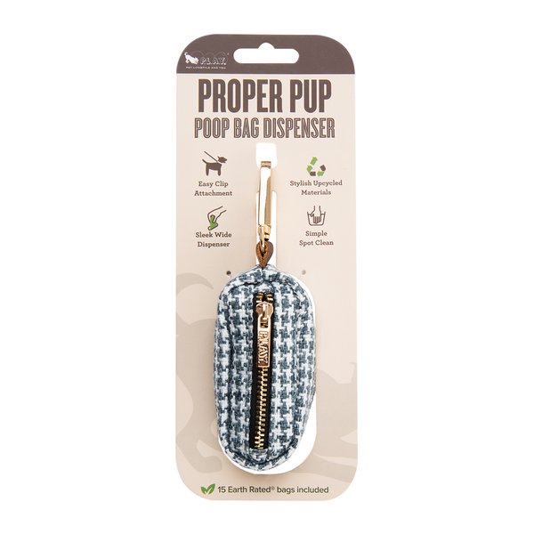 P.L.A.Y. Proper Pup Blue and White Check Dog Poop Cloth Bag Dispenser