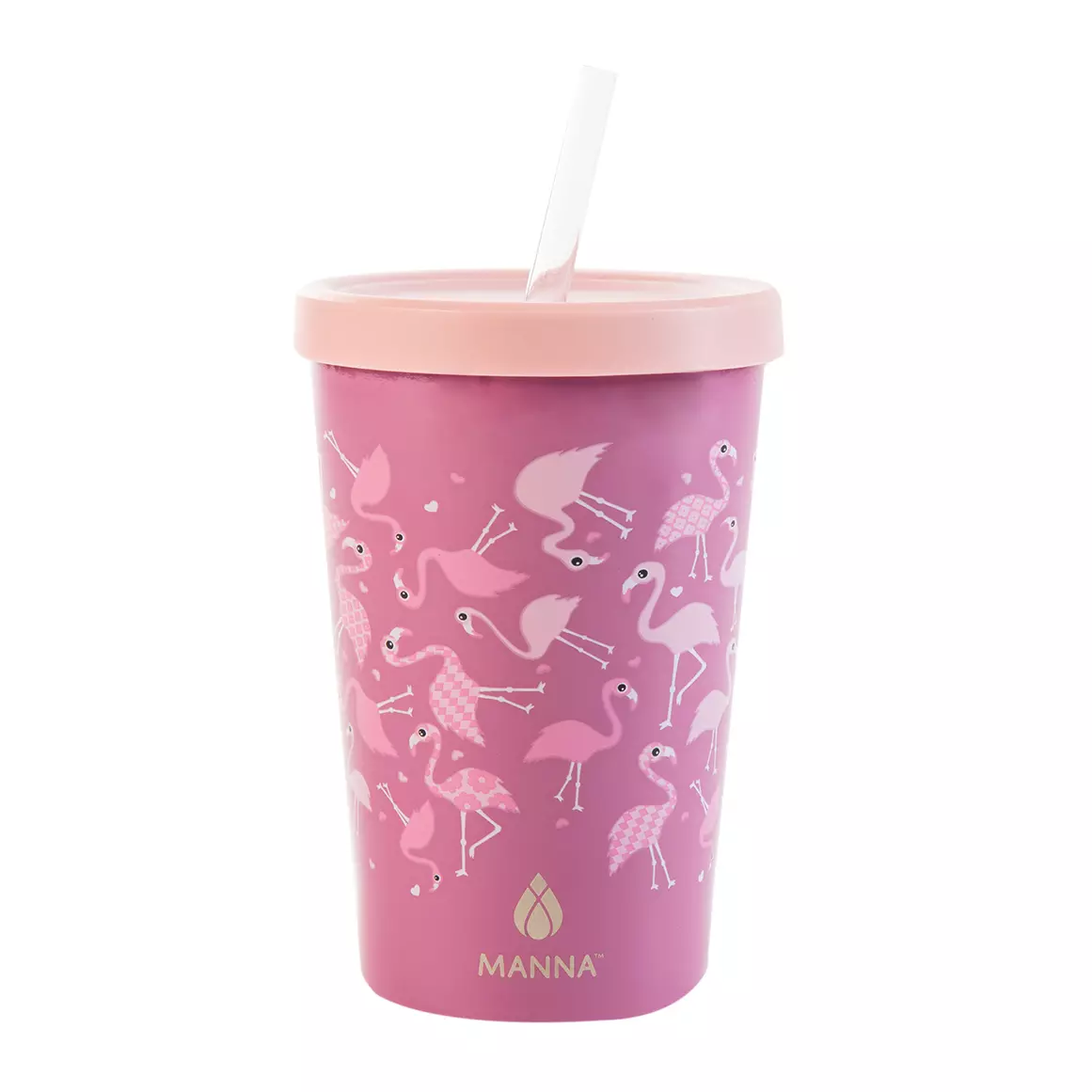 Manna Kids Flamingos Insulated Tumbler with Straw 410ml Manna Kids Flamingos Insulated Tumbler with Straw 410ml