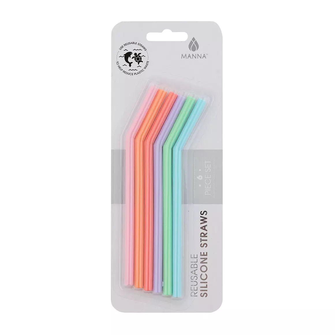 Manna Pastel Coloured Silicone Straws 6pk