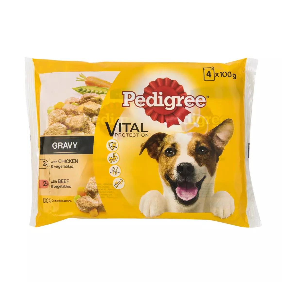 Pedigree Chicken and Beef with Vegetables in Gravy 4x100g Pedigree Chicken and Beef with Vegetables in Gravy 4x100g