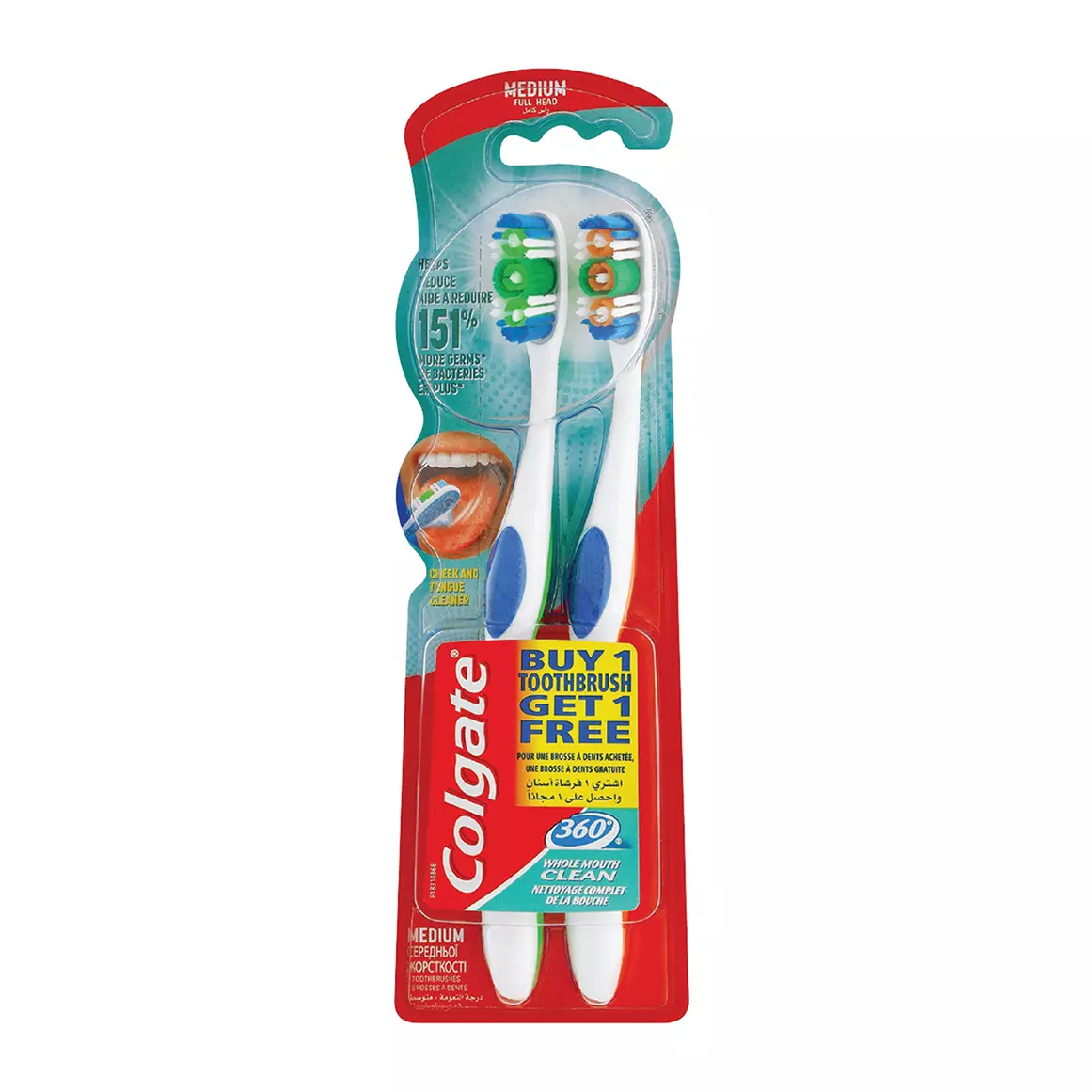 Colgate 360 Whole Mouth Clean Medium Toothbrushes 2pk