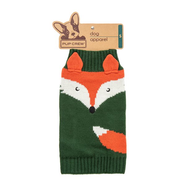 Pup Crew Green Fox Design Small Dog Sweater Pup Crew Green Fox Design Small Dog Sweater